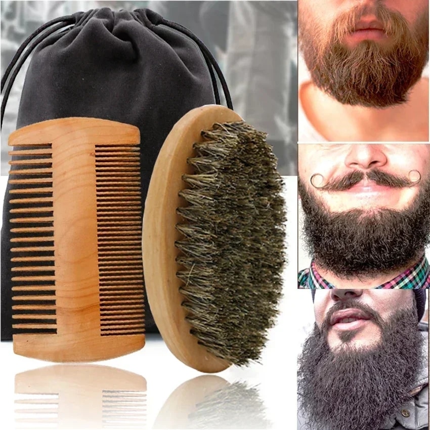Men'S Grooming Bag - 전문 부드러운 멧돼지 강모 나무 수염