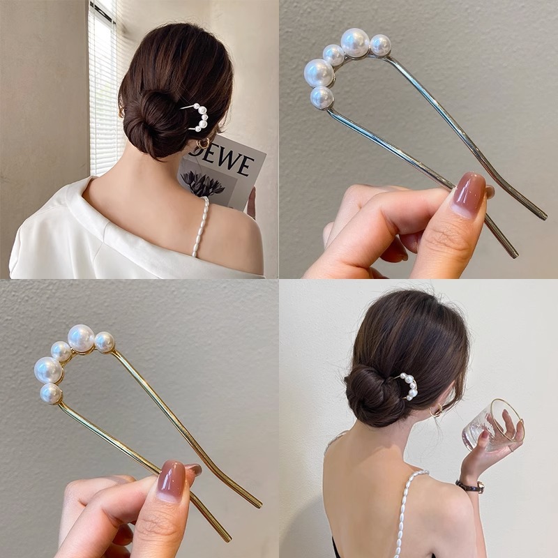 새로운 메탈 빈티지 U자형 헤어핀 진주 헤어 스틱 롱  - Hair Wax Stick 리뷰 및 가격